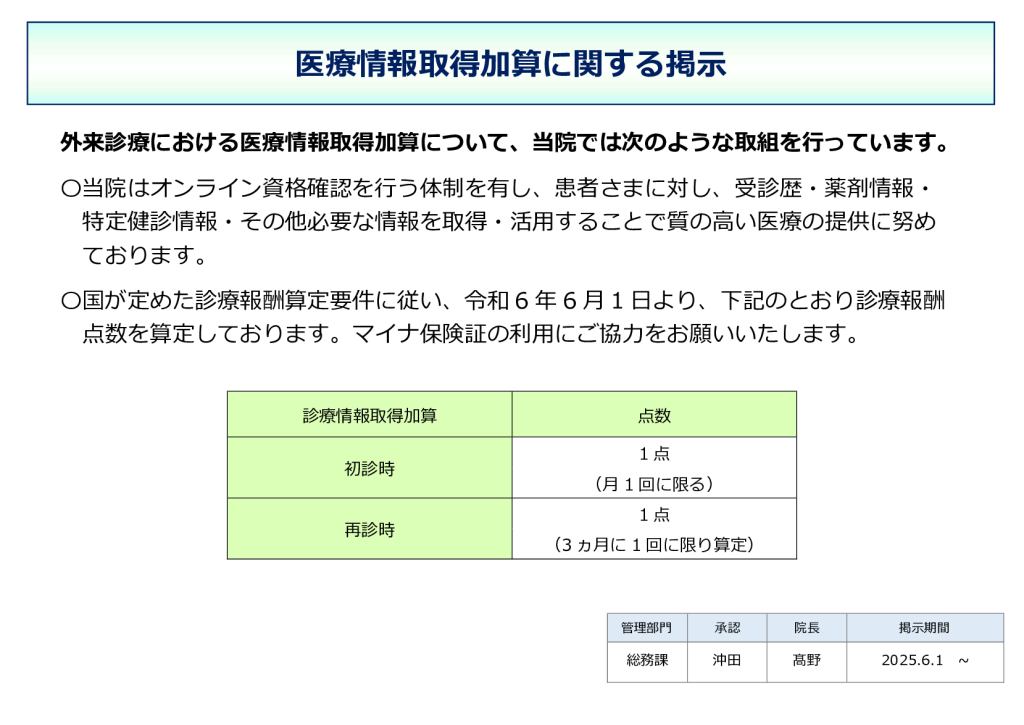 医療情報取得加算