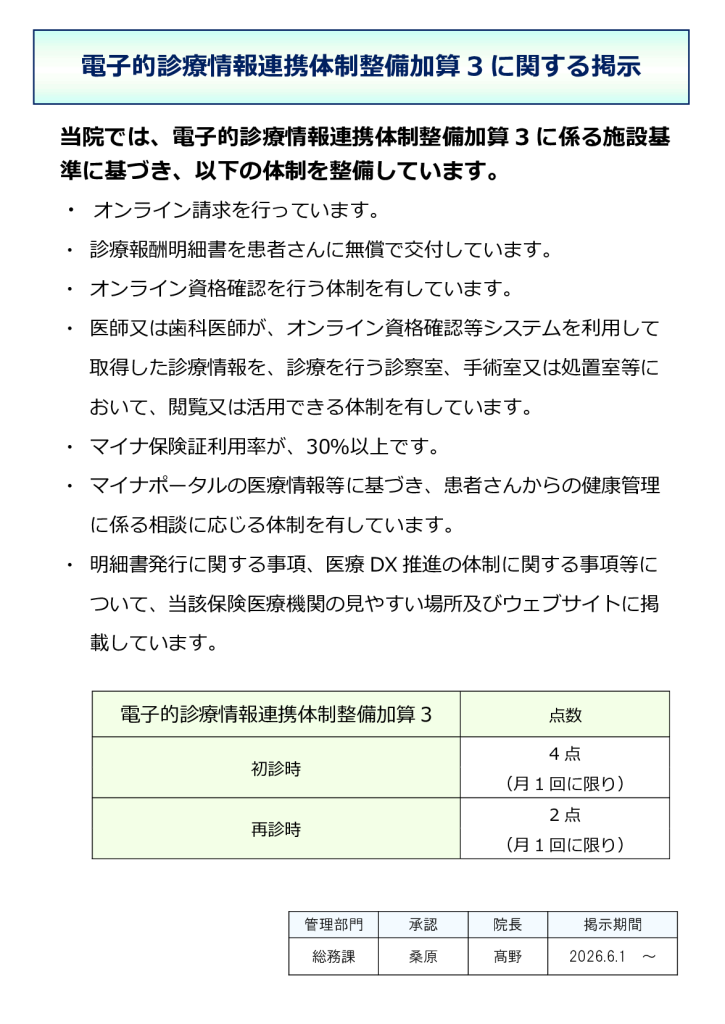 電子的診療情報連携体制整備加算3